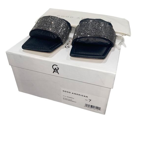 NIB! Good American Crystal Crush Shimmer Standout Slide Sandal - Size 7 - Picture 9 of 10